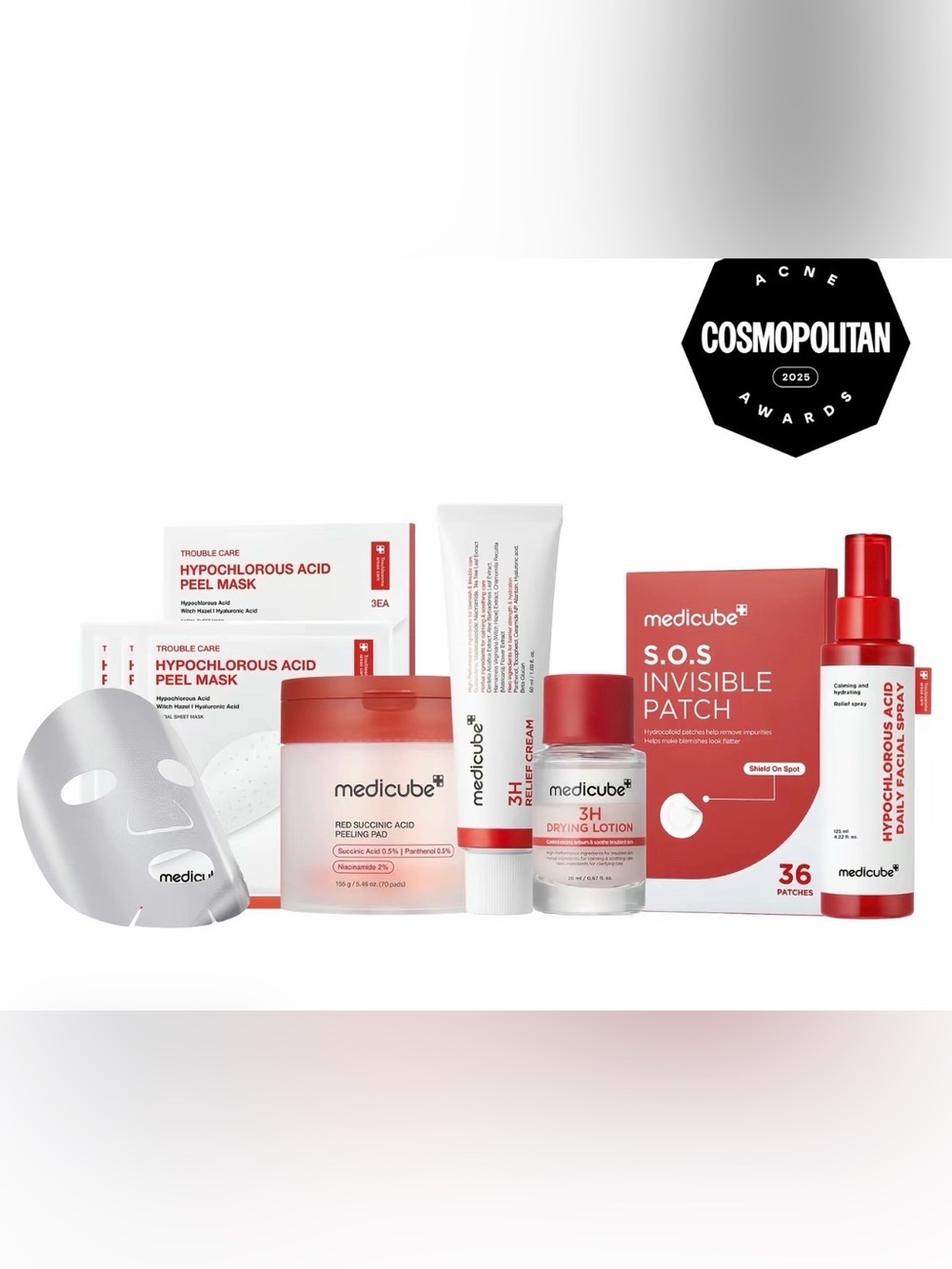 medicube Red Skincare Mask & Spot Care Set - Red/White